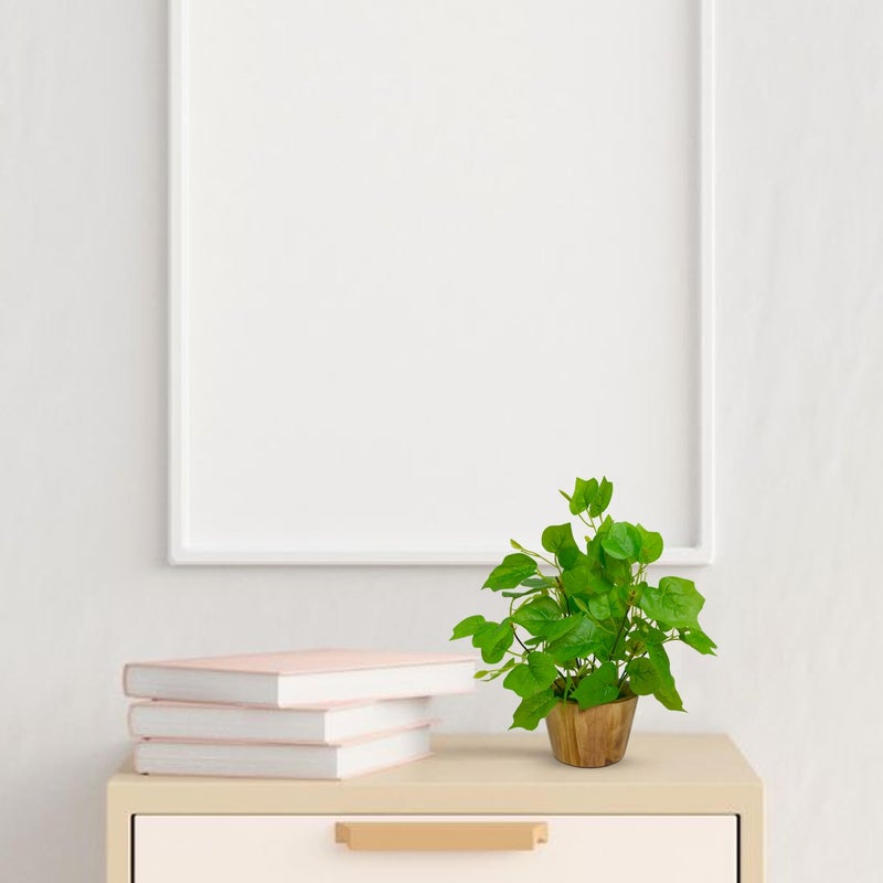 fancymart Artificial Plant Leaves in Wooden Pot Perfect Potted Decoration for Home Living Room & Office Spaces Décor - Image 5