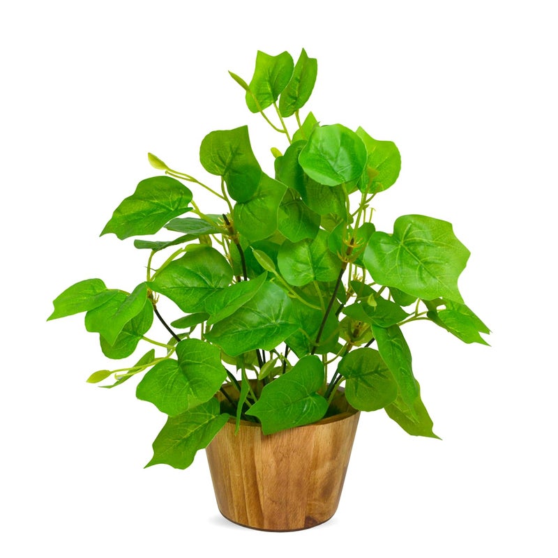 fancymart Artificial Plant Leaves in Wooden Pot Perfect Potted Decoration for Home Living Room & Office Spaces Décor - Image 1