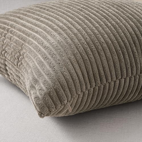 Topfinel 4 Packs Natural Decorative Throw Pillows Covers 16x16 Inch for Living Room Couch Bed Sofa Rustic Farmhouse Boho Neutral Home Decor Soft Plush Striped Corduroy Square Cushion Case 40x40 cm - Image 3