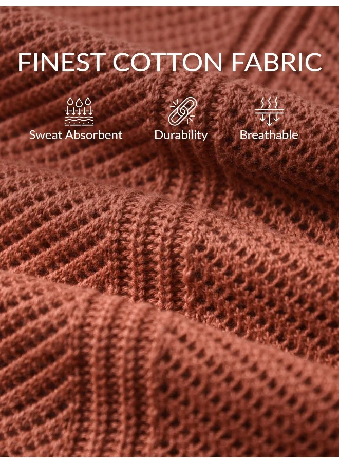 Beyoung Rust Brown Half-Sleeves Knitted Mens Shirt