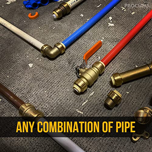PROCURU [10-Pack] PROCURU 1/2-Inch Pushfit 90-Degree Elbow, Push-to-Connect Plumbing Brass Fitting for Copper, PEX, CPVC, PE-RT Pipes (8X2012-10P) - Image 4