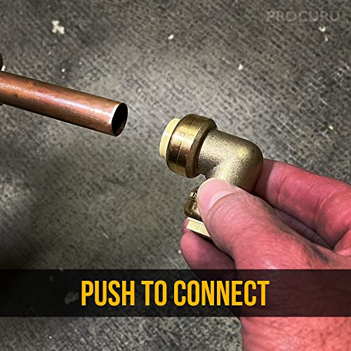 PROCURU [10-Pack] PROCURU 1/2-Inch Pushfit 90-Degree Elbow, Push-to-Connect Plumbing Brass Fitting for Copper, PEX, CPVC, PE-RT Pipes (8X2012-10P) - Image 3