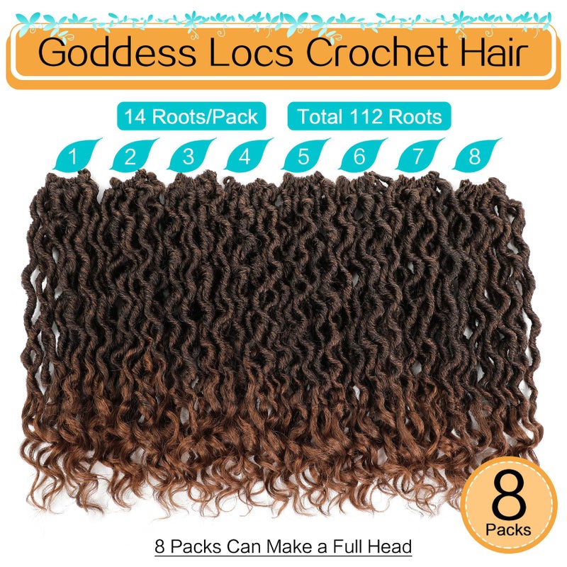 Karida Goddess Locs Crochet Hair 12 Inch, 8 Packs Faux Locs Crochet Hair for Black Women, Pre Looped Crochet Faux Locs With Curly Ends (12 Inch (Pack of 8), T30#) - Image 2