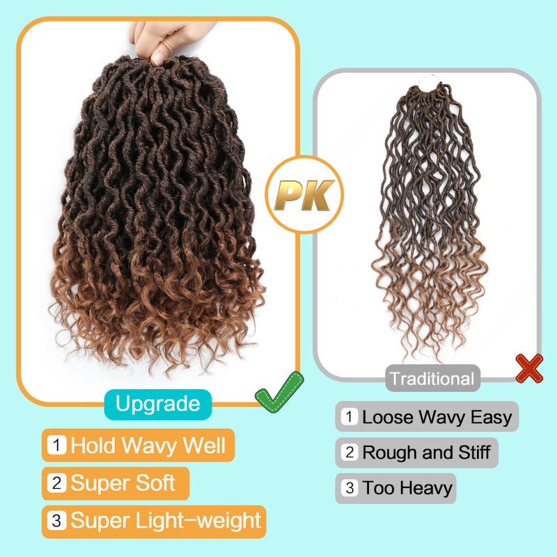 Karida Goddess Locs Crochet Hair 12 Inch, 8 Packs Faux Locs Crochet Hair for Black Women, Pre Looped Crochet Faux Locs With Curly Ends (12 Inch (Pack of 8), T30#) - Image 3