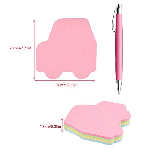 GTHER 4PCS Car Shaped Sticky Notes, Colored Sticky Notes Car Pink Blue Green Yellow Cute Fun Cool Self-Adhesive Note for Kids School Classroom Office College (Car) - Image 4
