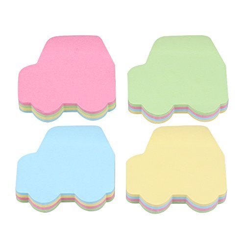 GTHER 4PCS Car Shaped Sticky Notes, Colored Sticky Notes Car Pink Blue Green Yellow Cute Fun Cool Self-Adhesive Note for Kids School Classroom Office College (Car) - Image 2