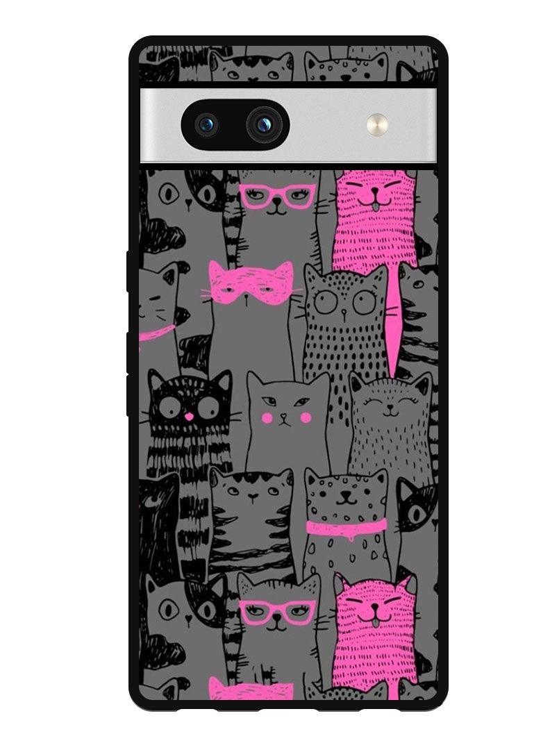 Theodor غطاء واقي مضاد للخدش ومقاوم للصدمات لجهاز جوجل بيكسل 7a قطط وردية - Image 1