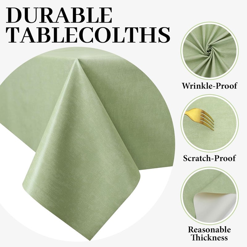 FAVE Sage Green Table Cloth PU Table Cloth for Kitchen Dining Table Farmhouse Tablecloths for Rectangle Table Green55x78 - Image 4