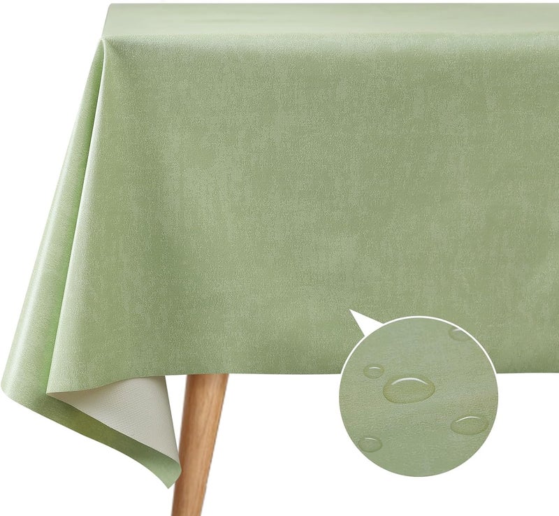 FAVE Sage Green Table Cloth PU Table Cloth for Kitchen Dining Table Farmhouse Tablecloths for Rectangle Table Green55x78 - Image 1