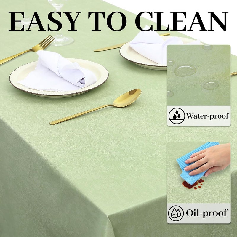 FAVE Sage Green Table Cloth PU Table Cloth for Kitchen Dining Table Farmhouse Tablecloths for Rectangle Table Green55x78 - Image 5