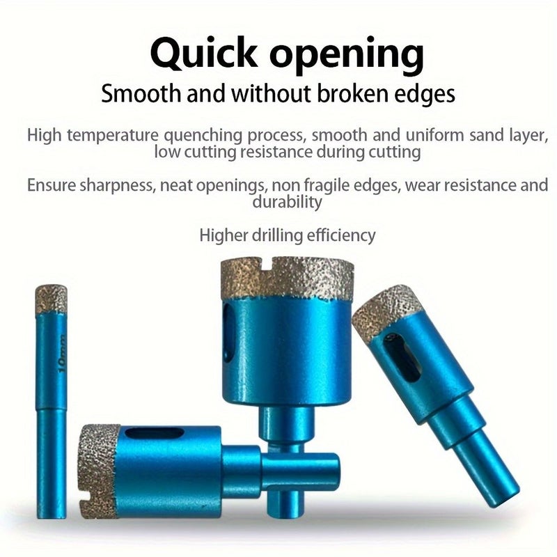 Diamond Brazed Hole Opener 9PC Dry Diamond Drill Bits Set For Porcelain Granite Ceramic Marble Tile Stone Glass Hard Materials Integrated Coolant Fast Dry Drilling Smooth Holes - Image 3