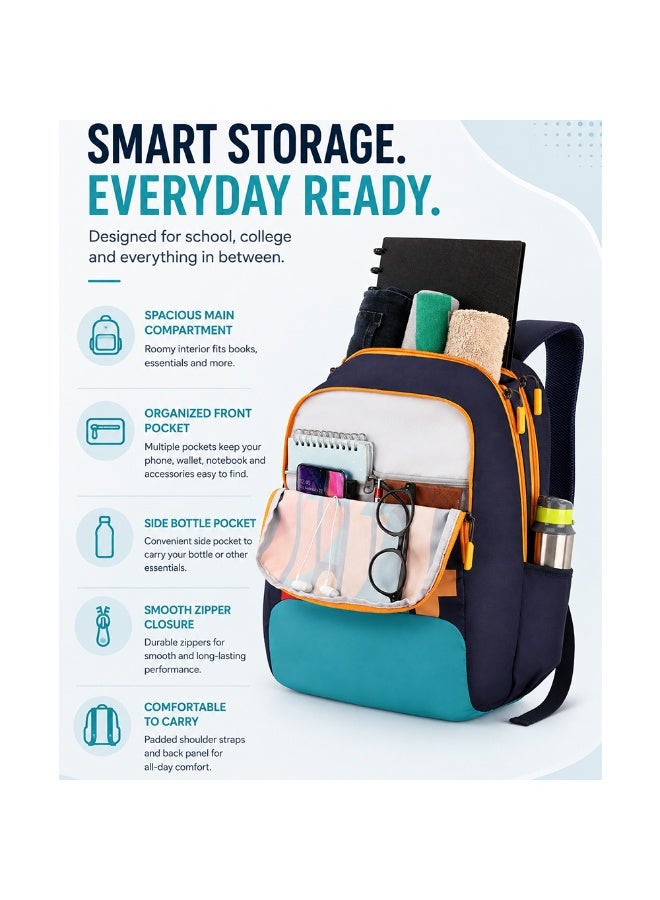 AMERICAN TOURISTER Quad 2.0 Backpack, 31.5L Capacity, Polyester, Multicolor|Fits 15.6" Laptop|Bottle Holder|Ergo Back & Shoulder|Front Pocket - 1 Year International Warranty - Image 5