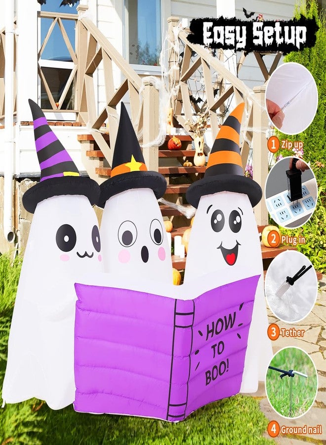 GOOSH 5.2FT Long Halloween Inflatables Ghost Outdoor Decoration Blow Up Yard Cute Ghosts Reading Book with Built-in LEDs for Indoor Party Garden Lawn Holiday Decor - Image 5