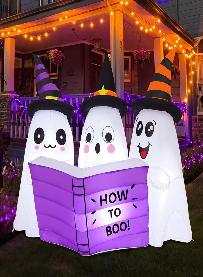 GOOSH 5.2FT Long Halloween Inflatables Ghost Outdoor Decoration Blow Up Yard Cute Ghosts Reading Book with Built-in LEDs for Indoor Party Garden Lawn Holiday Decor - Image 3