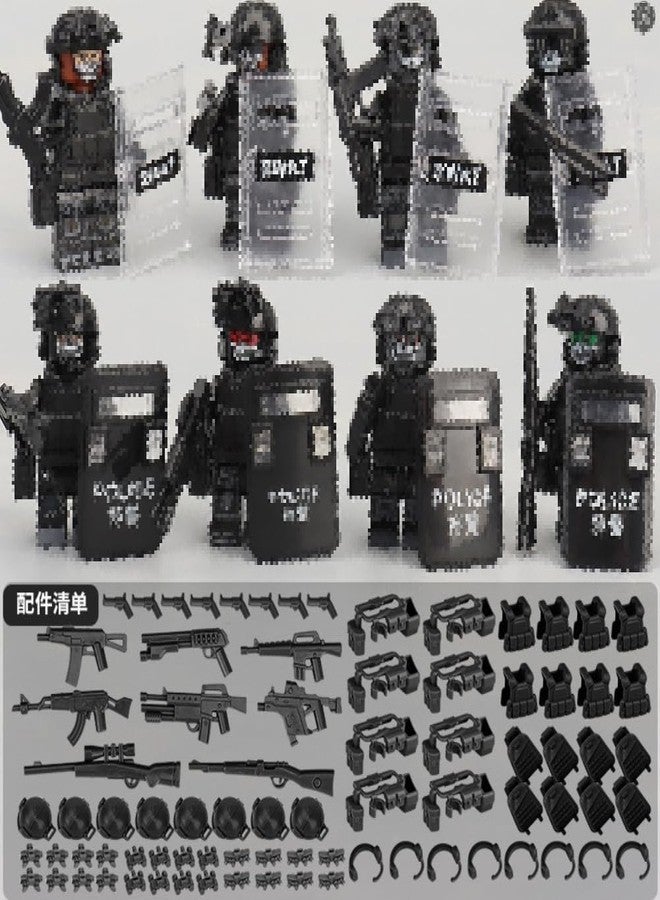 ELEFOCUS Military Scene Building Set - WW2 Military Prison,Military Watchtower, Includes Closed Cage, Halloween Jail, T-Rex Scene, 8 Ghost Police Figures - Image 5