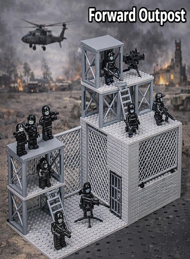 ELEFOCUS Military Scene Building Set - WW2 Military Prison,Military Watchtower, Includes Closed Cage, Halloween Jail, T-Rex Scene, 8 Ghost Police Figures - Image 3