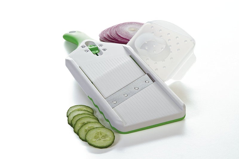 Progressive International PrepSolutions Adjust-A-Slice Mandoline Slicer, Green – Adjustable Thickness, Perfect for Vegetables, Fruits, and More Compact - Image 3