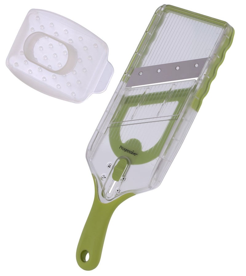 Progressive International PrepSolutions Adjust-A-Slice Mandoline Slicer, Green – Adjustable Thickness, Perfect for Vegetables, Fruits, and More Compact - Image 1