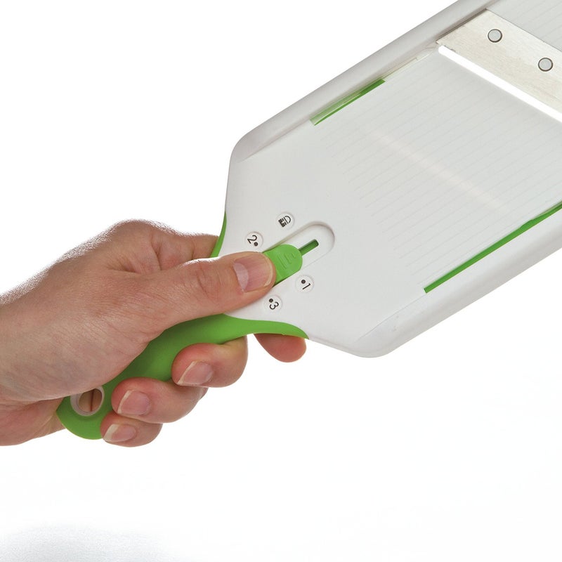 Progressive International PrepSolutions Adjust-A-Slice Mandoline Slicer, Green – Adjustable Thickness, Perfect for Vegetables, Fruits, and More Compact - Image 4