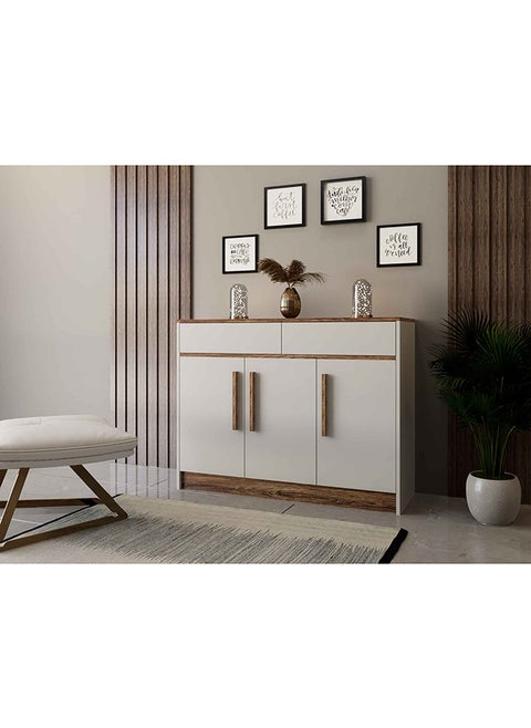 Modern White And Brown Shoe Rack And Shoe Cabinet - Jz01 120X40X90 Cm 9 Shelves 18 Pairs Of Shoe