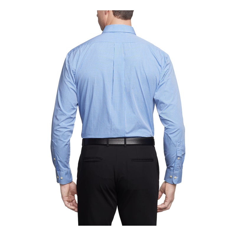 Van Heusen Men's Regular Fit Gingham Button Down Collar Dress Shirt, Periwinkle, 15.5"-16" Neck 33"-34" Sleeve - Image 2