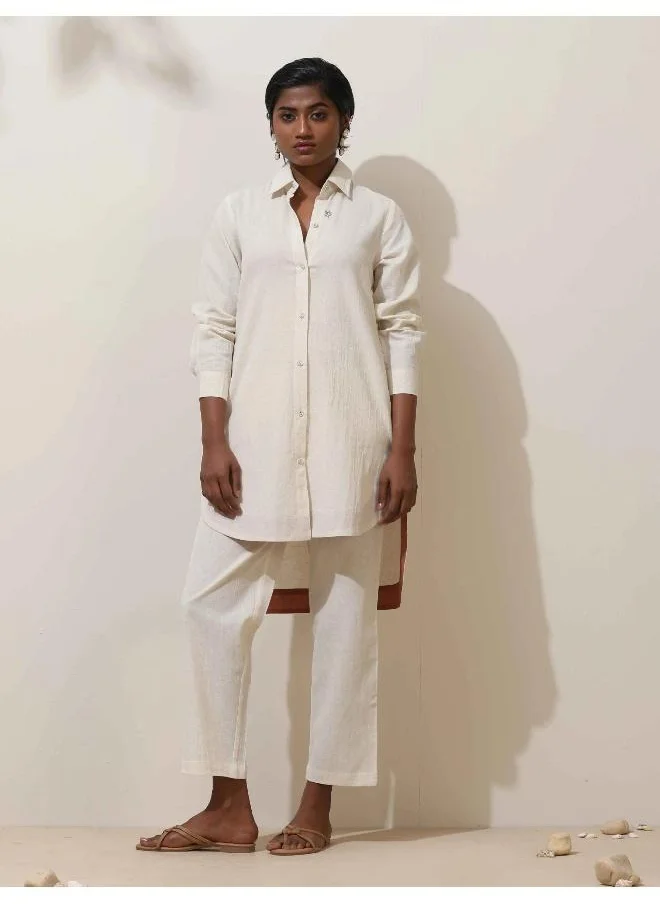 ترو برونز trueBrowns Off White Cotton Kurta Co-Ord Set
