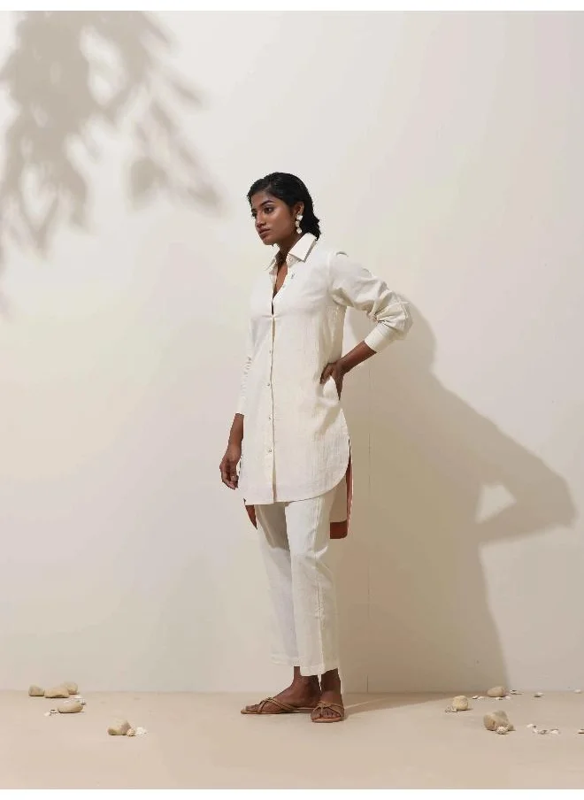 ترو برونز trueBrowns Off White Cotton Kurta Co-Ord Set