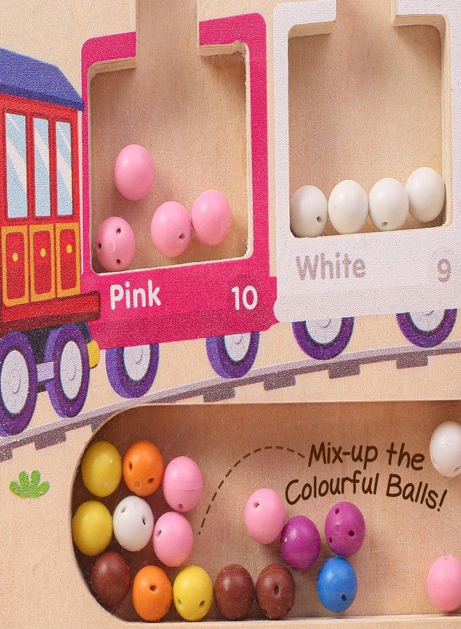FIRSTCRY INTELLISKILLS متاهة مغناطيسية مميزة 3 في 1 من إنتليس سكيلز للأطفال، ألعاب ألغاز خشبية مونتيسوري لفرز الألوان ومطابقتها للأولاد/البنات، أحجية خرز قوس قزح، ألعاب تعليمية ممتعة للأطفال من عمر 3 سنوات فما فوق، هدية عيد ميلاد (قطار) - Image 2