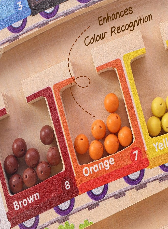 FIRSTCRY INTELLISKILLS متاهة مغناطيسية مميزة 3 في 1 من إنتليس سكيلز للأطفال، ألعاب ألغاز خشبية مونتيسوري لفرز الألوان ومطابقتها للأولاد/البنات، أحجية خرز قوس قزح، ألعاب تعليمية ممتعة للأطفال من عمر 3 سنوات فما فوق، هدية عيد ميلاد (قطار) - Image 5