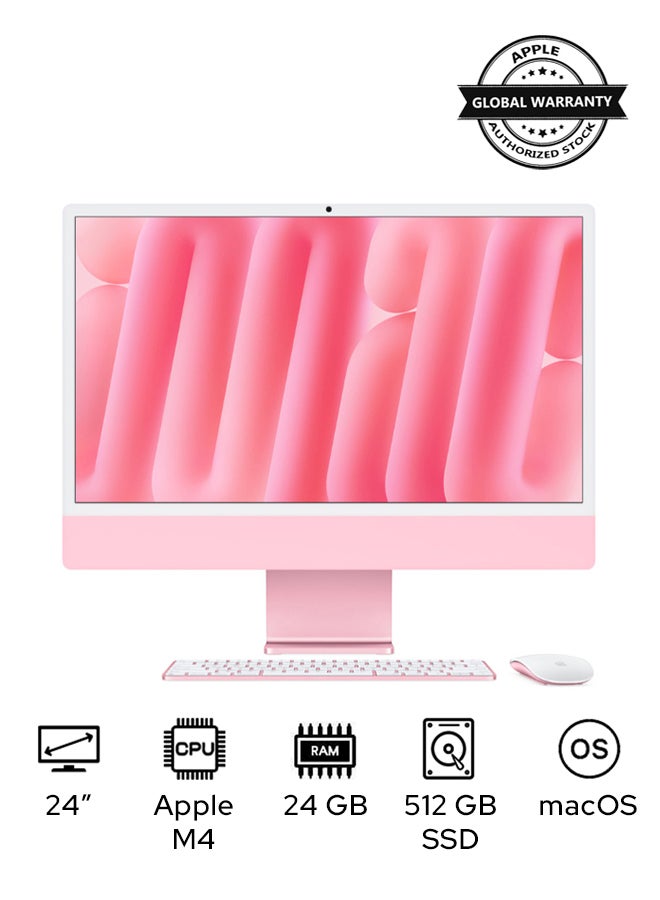Apple iMac MD2U4 | 24 Inch Display | Apple M4 Chip | 10-Core CPU 10-Core GPU | 24GB RAM | 512GB SSD | macOS | English Keyboard | Pink - Image 1