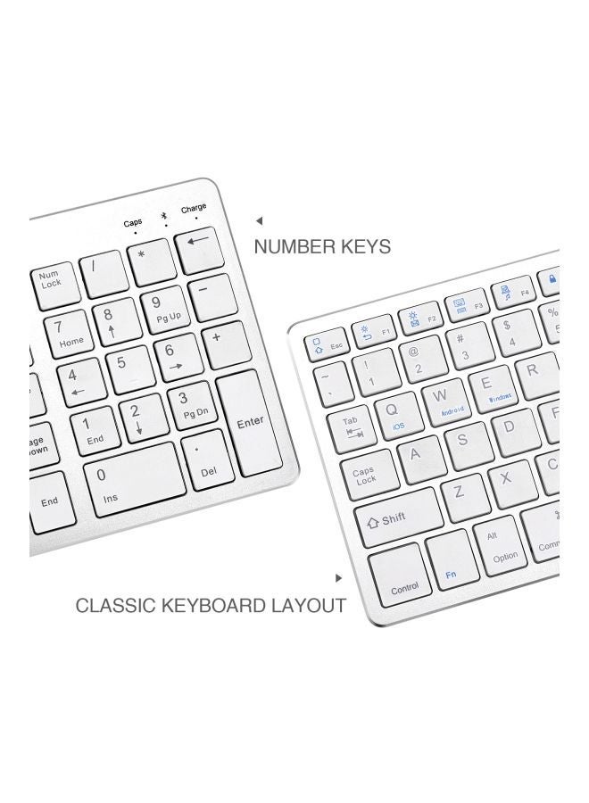 NIBEMINENT Wireless Ultra-Thin Keyboard White/Black/Blue - Image 5