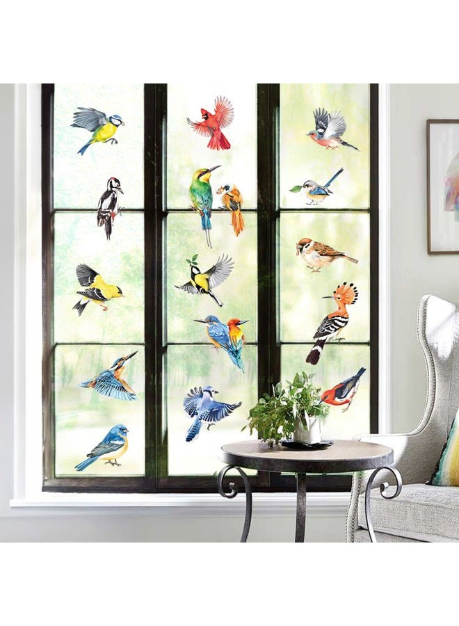 decalmile Spring Summer Birds Double Sided Window Clings Hummingbird Parrot Window Decals Anti-Collision Glass Window Doors Window Stickers - Set of 17 Birds - Image 2