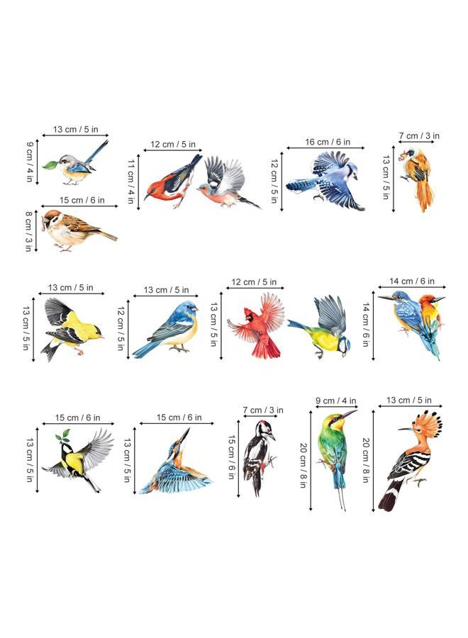 decalmile Spring Summer Birds Double Sided Window Clings Hummingbird Parrot Window Decals Anti-Collision Glass Window Doors Window Stickers - Set of 17 Birds - Image 4