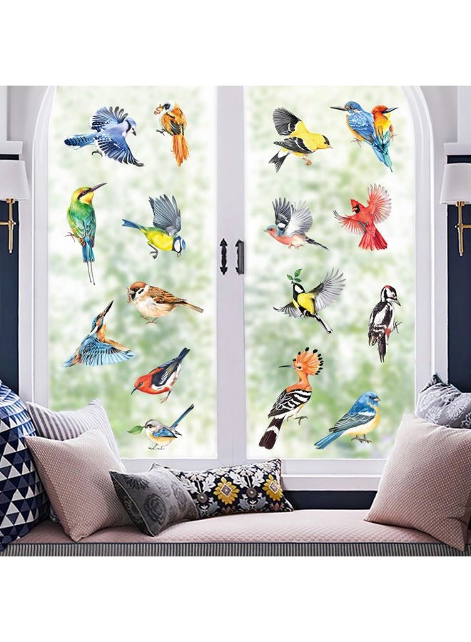 decalmile Spring Summer Birds Double Sided Window Clings Hummingbird Parrot Window Decals Anti-Collision Glass Window Doors Window Stickers - Set of 17 Birds - Image 3