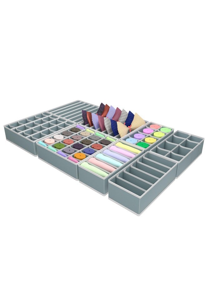 Kuber Industries Kuber Industries Undergarment Organizer | Storage Box for Bra-Panty-Socks-Ties | Foldable Cloth Organizer | Drawer Divider for Scarves-Socks | 8 Pcs Laundry Set | Gray  - Image 1