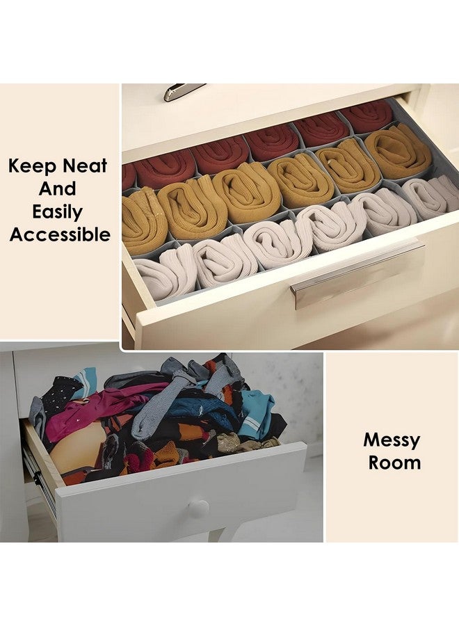 Kuber Industries Kuber Industries Undergarment Organizer | Storage Box for Bra-Panty-Socks-Ties | Foldable Cloth Organizer | Drawer Divider for Scarves-Socks | 8 Pcs Laundry Set | Gray  - Image 4