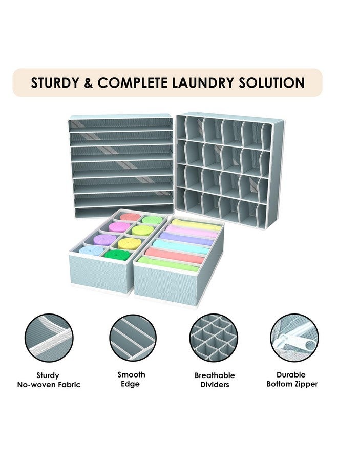 Kuber Industries Kuber Industries Undergarment Organizer | Storage Box for Bra-Panty-Socks-Ties | Foldable Cloth Organizer | Drawer Divider for Scarves-Socks | 8 Pcs Laundry Set | Gray  - Image 5