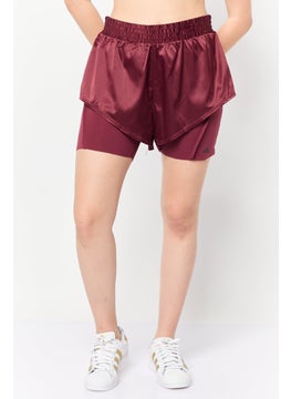 Adidas Women Sportswear Fit Running  Shorts, Maroon  - Image 1