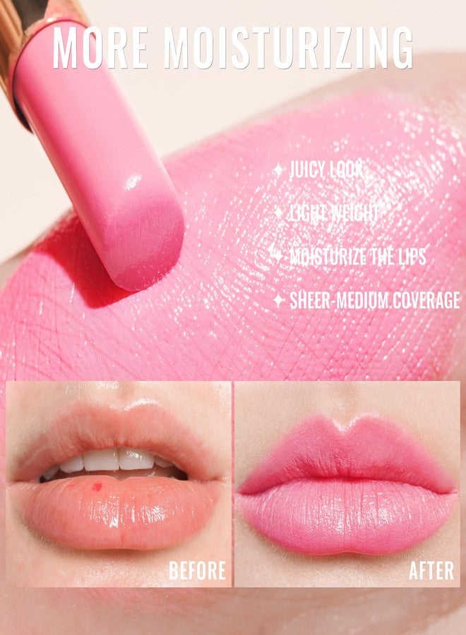 Oulac Shine Pink Lipstick for Women, 2 in 1 Glossy Light Pink Tinted Lip Balm, Hydrating Lipstick for Dry Lips, Moisture Shine Juicy Finish Vegan 2.2g/0.07oz (26) - Image 4