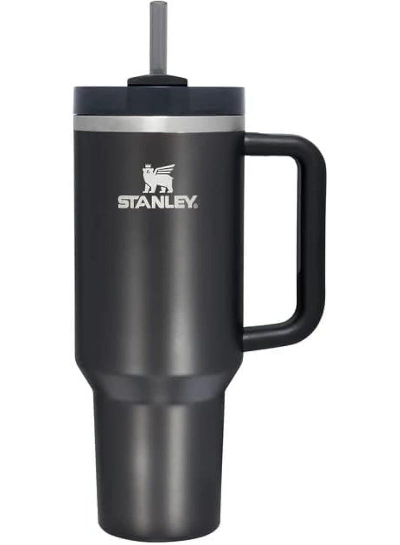 Stanley Quencher H2.0 FlowState Stainless Steel Vacuum Insulated Tumbler with Lid & Straw for Water, Coffee, Tea, Smoothies and More, Black, 40 oz, Free Straw Toppers - Image 1