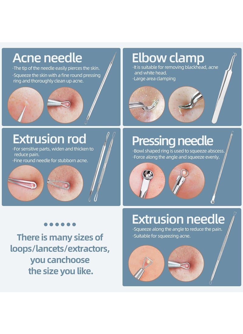 JPNK JPNK Blackhead Remover Tool Comedones Extractor Acne Removal Kit for Blemish, Whitehead Popping, 6 Pcs Zit Removing for Nose Face Tools with a Leather Bag  - Image 2