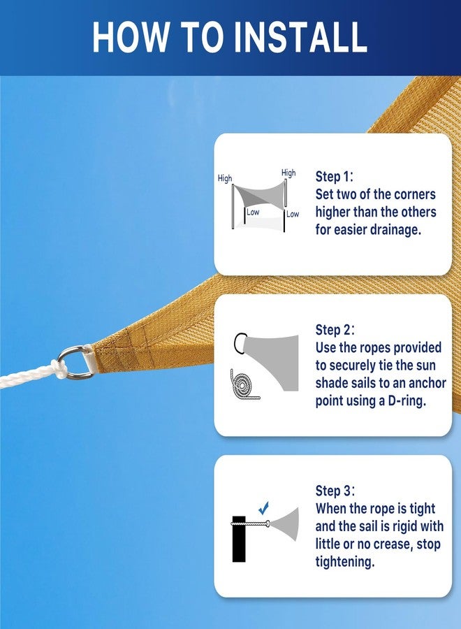 RoomHacks مظلة شمسية RoomHacks مقاس 10 × 13 قدمًا، مظلة خارجية للحماية من الأشعة فوق البنفسجية، مظلة شمسية متينة مقاومة للتمزق ومنحنية للفناء والحديقة والفناء الخلفي والشرفة وموقف السيارات والملعب، (رملي) - Image 4
