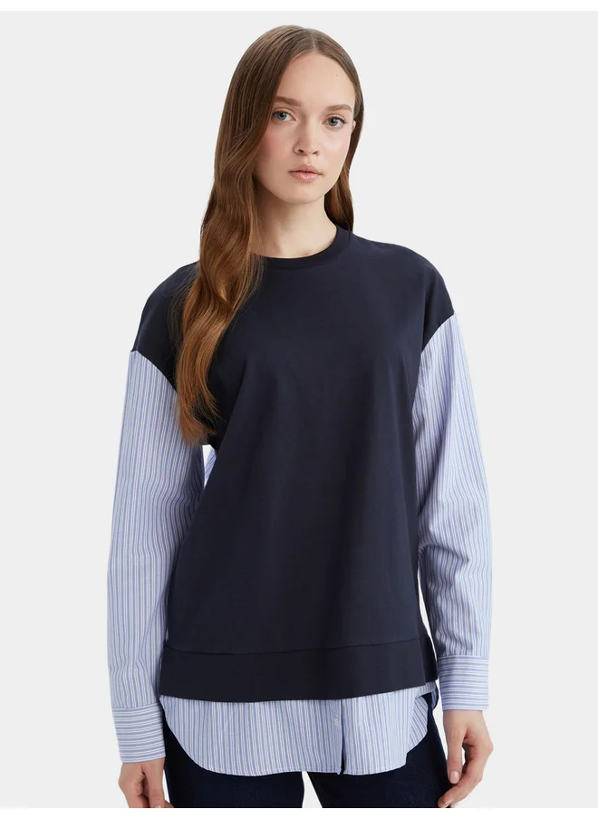 DeFacto DeFacto Women Navy Blue Solid T-Shirt