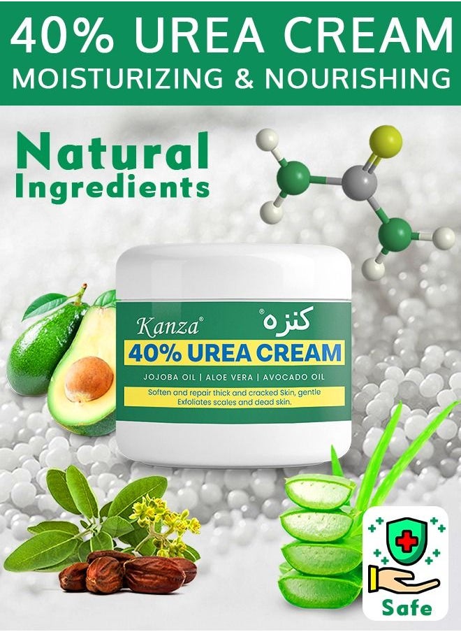 Kanza - 40% Urea Cream for Cracked Feet Hands 150g Callus Remover Hand Cream Foot Cream for Cracked Foot Heels Elbows Nails Knees Skin Moisturizer Urea Lotion with Maximum Strength for Men and Women - Image 1