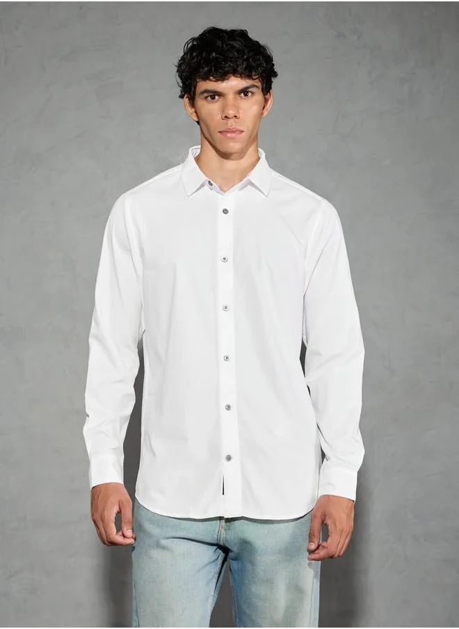 Technosport Technosport Solid Spread Collar Regular Fit Shirt