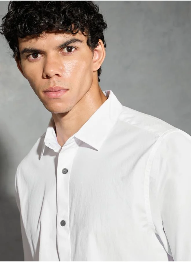 Technosport Technosport Solid Spread Collar Regular Fit Shirt