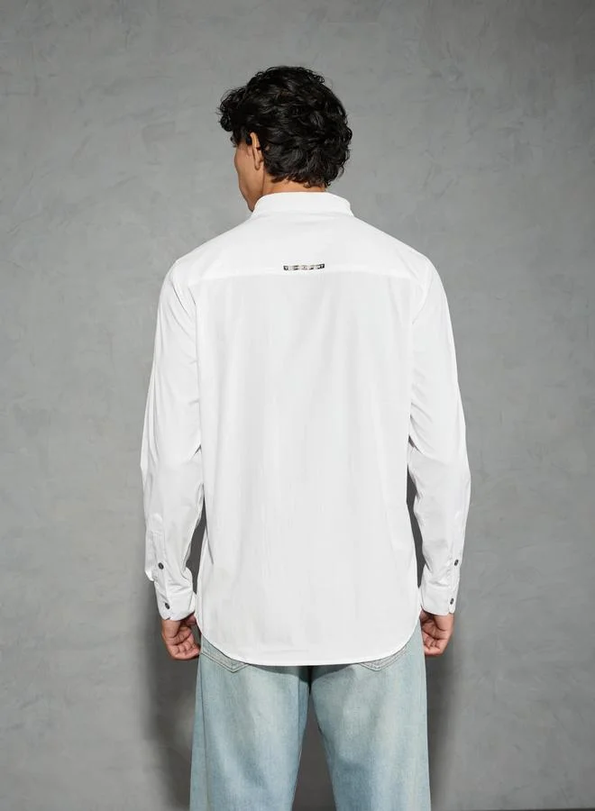 Technosport Technosport Solid Spread Collar Regular Fit Shirt