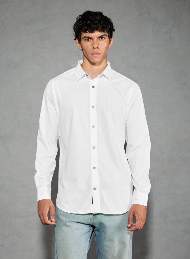 Technosport Solid Spread Collar Regular Fit Shirt - Image 1