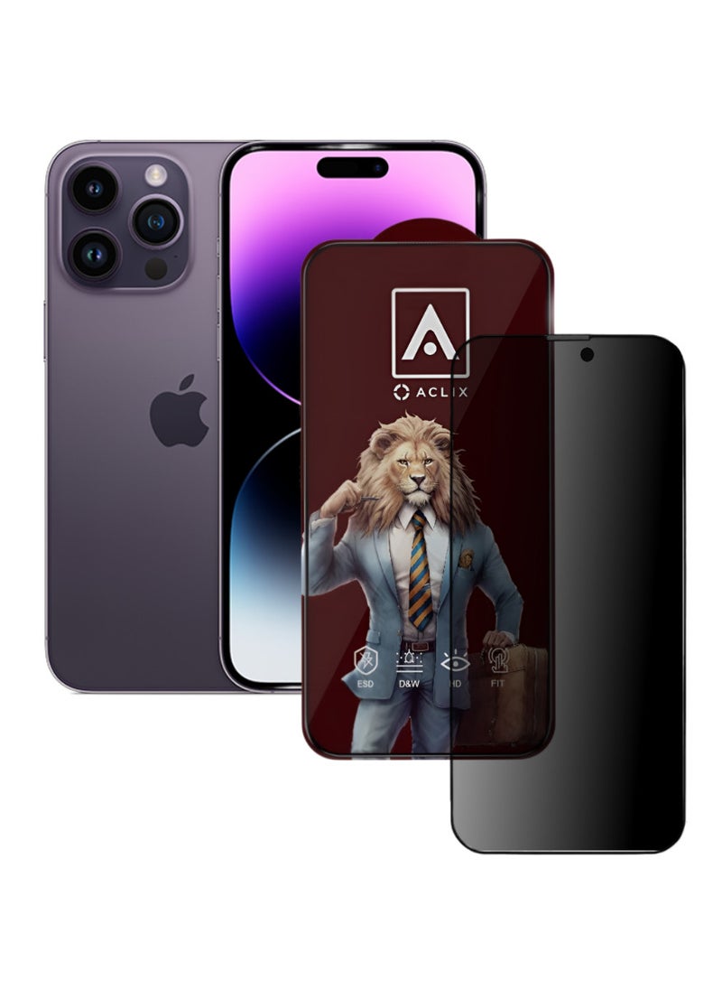 ACLIX Antistatic ESD Dustproof Premium Quality High Definition Anti-Spy Privacy Tempered Glass Screen Protector Designed For  iPhone 14 Pro Max - Image 1