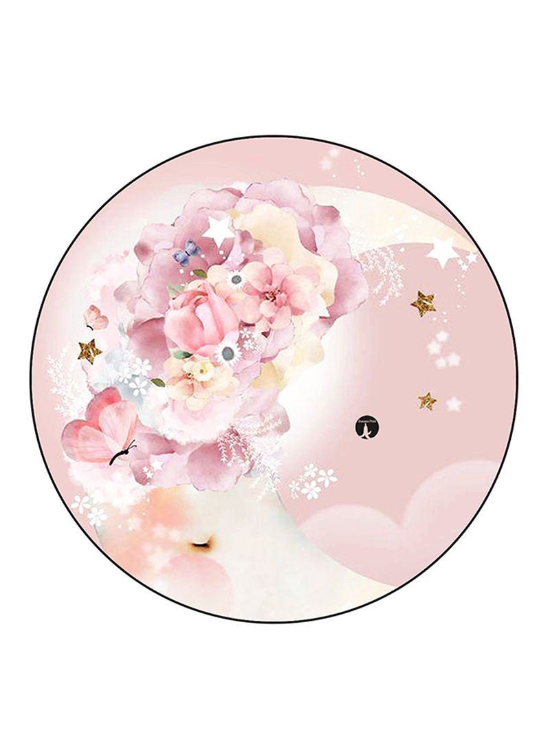 RKN Flowers Printed Mouse Pad  Round  Multicolour